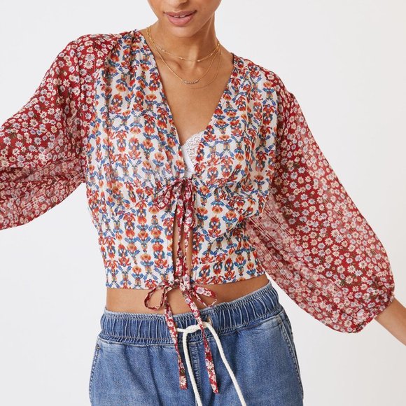 Anthropologie NWT Floral Tie-Front Kimono - Picture 1 of 4